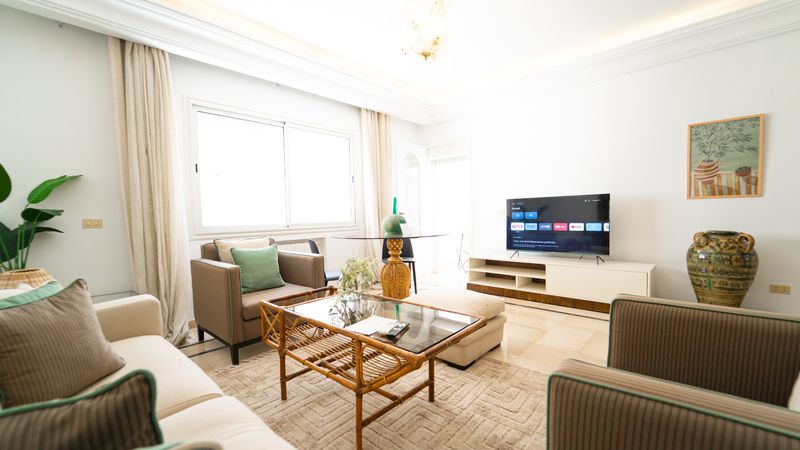 2BR Apt | Bathtub · Balcony · Central La Marsa - The Landlord